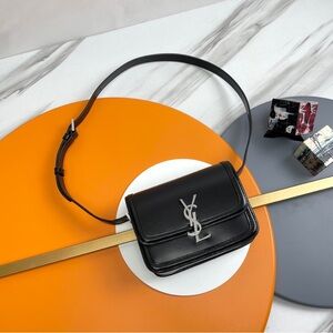 Yves Saint Laurent Black Crossbody Bag with Silver Logo